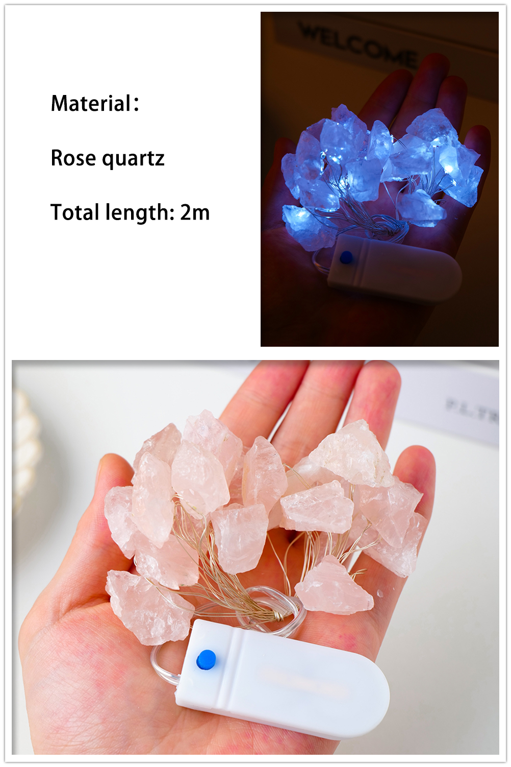 Natural Quartz Crystal Gemstone Glow Lights | Amethyst, Citrine Crystals for Healing
