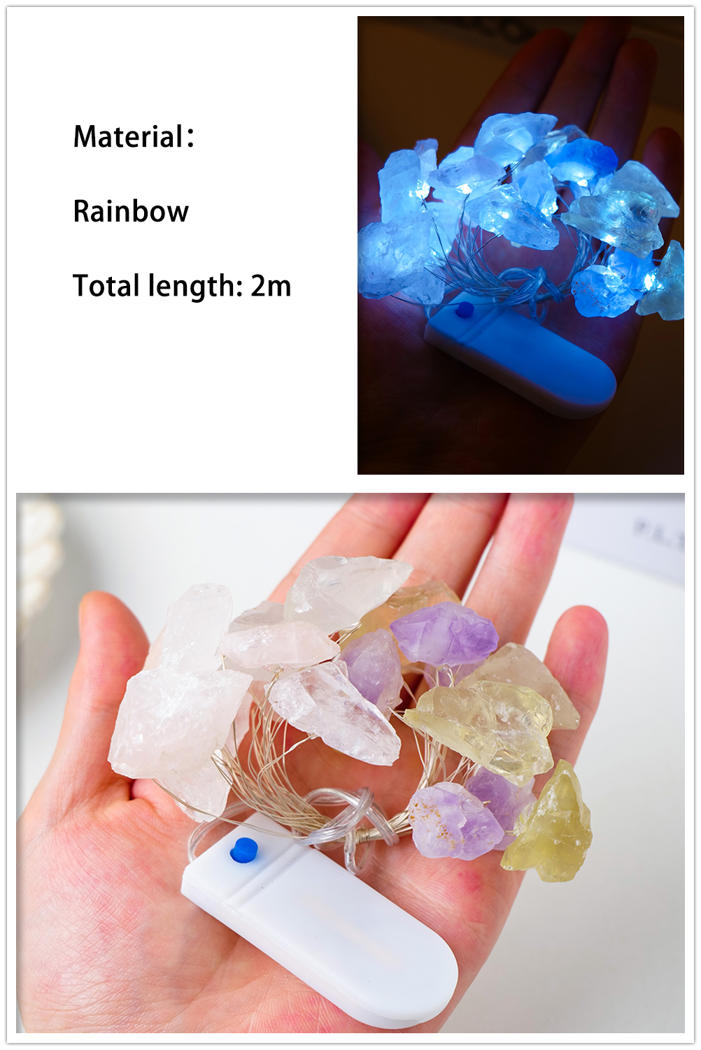 Natural Quartz Crystal Gemstone Glow Lights | Amethyst, Citrine Crystals for Healing