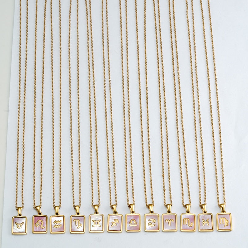 Gold Enamel Zodiac Sign Necklace | Dynamic Astrology Jewelry