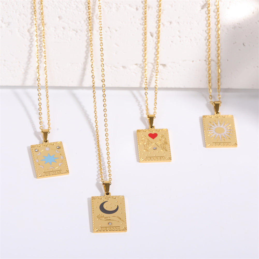 Gold Tarot Card Stainless Steel Necklace | Major Arcana Jewelry