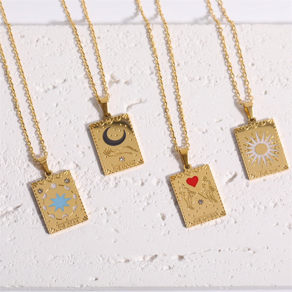 Gold Tarot Card Stainless Steel Necklace | Major Arcana Jewelry