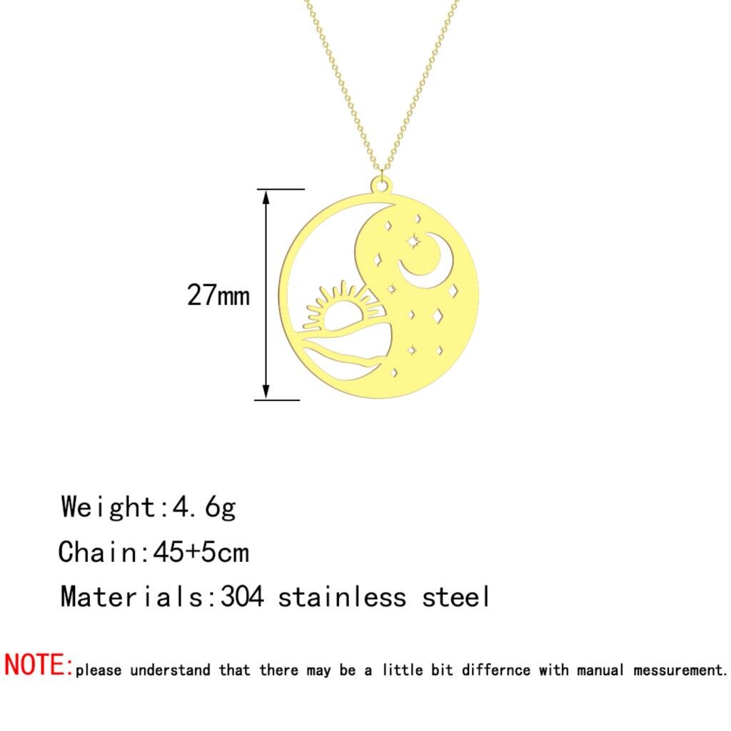 Gold Stainless Steel Yin Yang Necklace | Sun and Moon