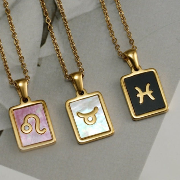 Gold Enamel Zodiac Sign Necklace | Dynamic Astrology Jewelry
