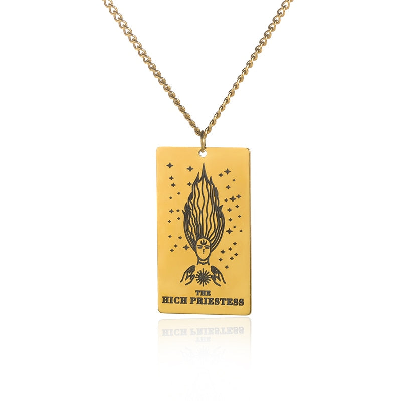 Gold / Silver Plated Classic Tarot Cards Pendant and Necklace | Major Arcana, Spiritual Jewelry