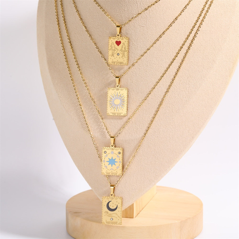Gold Tarot Card Stainless Steel Necklace | Major Arcana Jewelry
