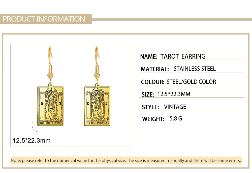 Tarot Card Gold/Silver Earring Set | Major Arcana, Spiritual Jewelry