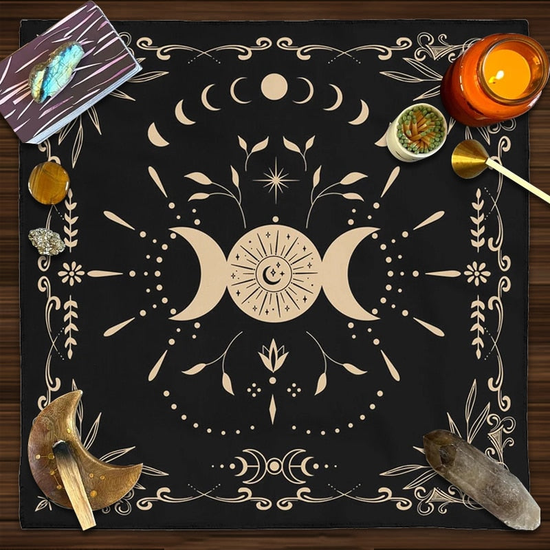 Tarot Moon Divination Tapestry/Mat | Wall Hanging Tapestry, Tarot Practice Mat