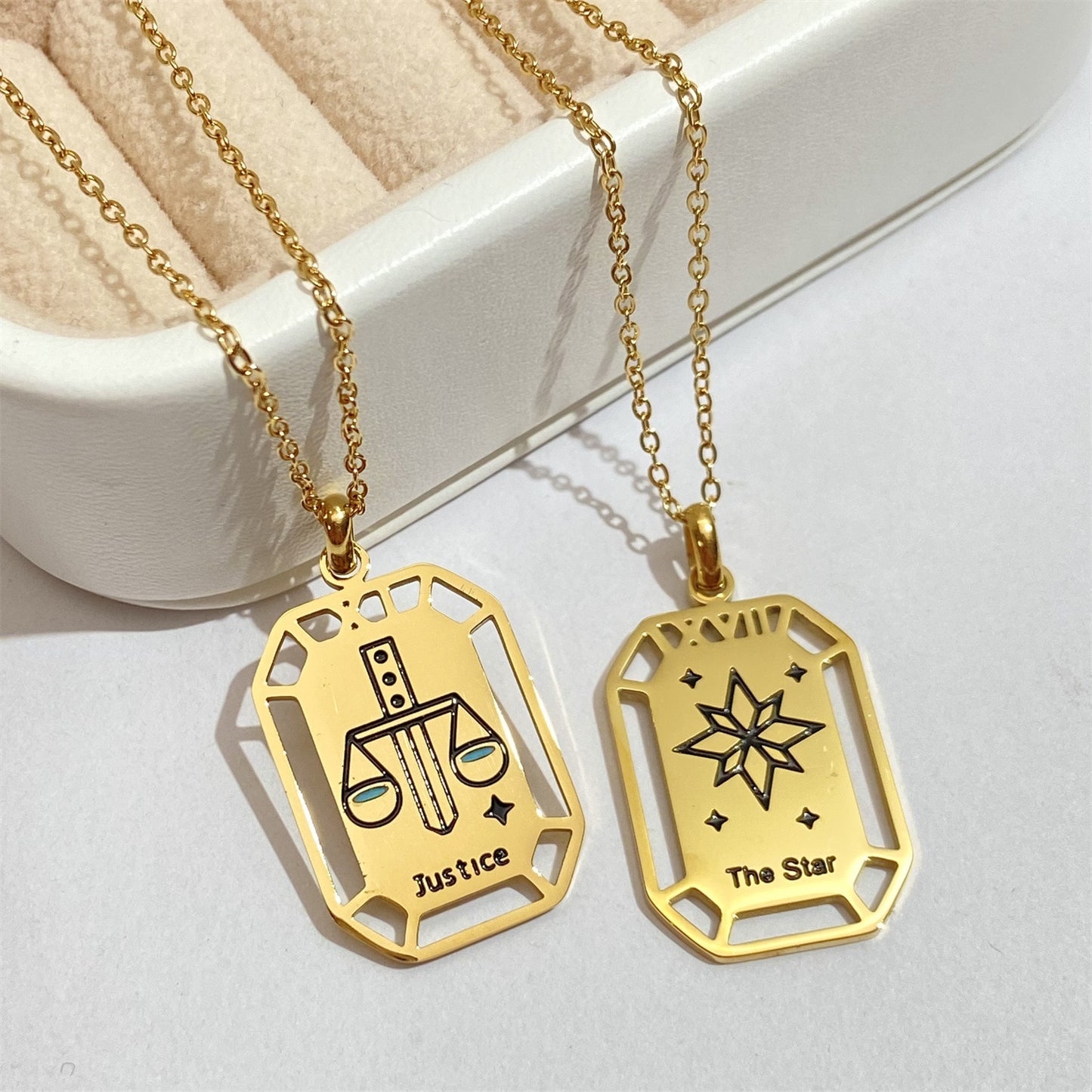 Gold Tarot Card Necklace & Pendant | Stainless Steel, Major Arcana Cards