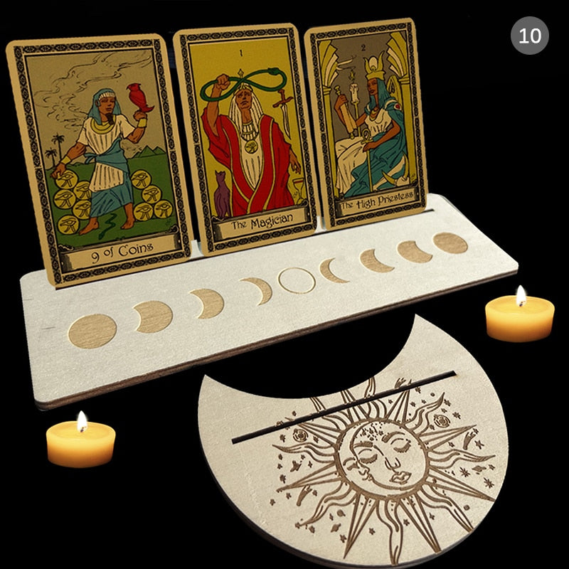 Wooden Tarot Divination Alter | Moon, Star, Chakra Designs