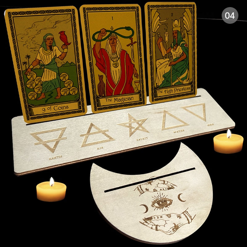 Wooden Tarot Divination Alter | Moon, Star, Chakra Designs