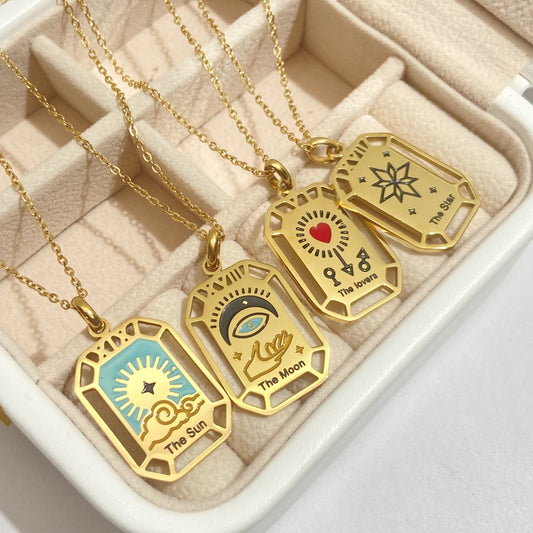 Gold Tarot Card Necklace & Pendant | Stainless Steel, Major Arcana Cards