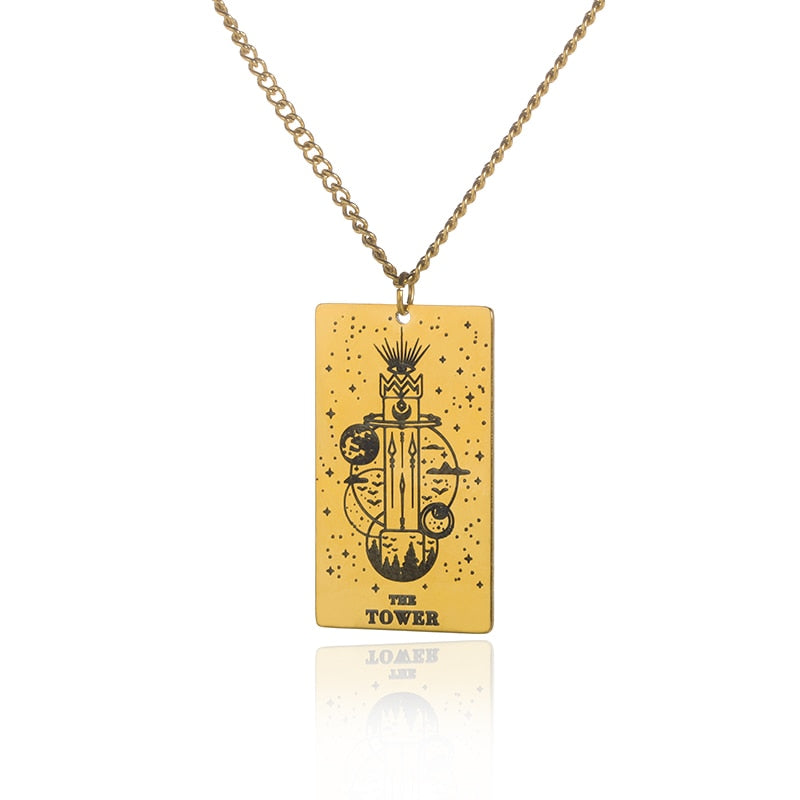 Gold / Silver Plated Classic Tarot Cards Pendant and Necklace | Major Arcana, Spiritual Jewelry