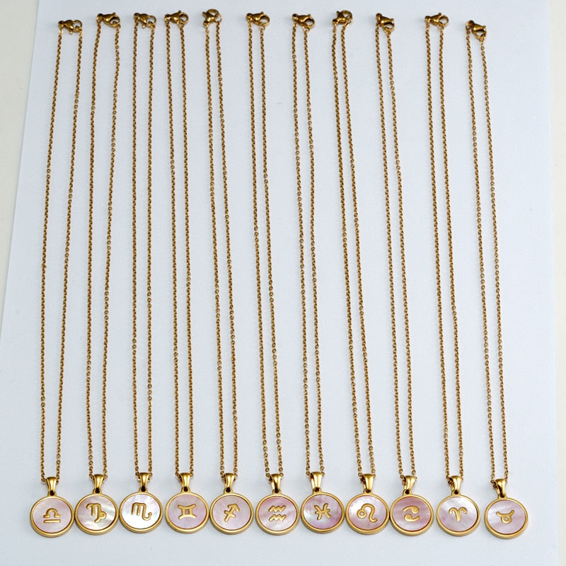 Gold Enamel Zodiac Sign Necklace | Dynamic Astrology Jewelry