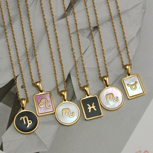 Gold Enamel Zodiac Sign Necklace | Dynamic Astrology Jewelry
