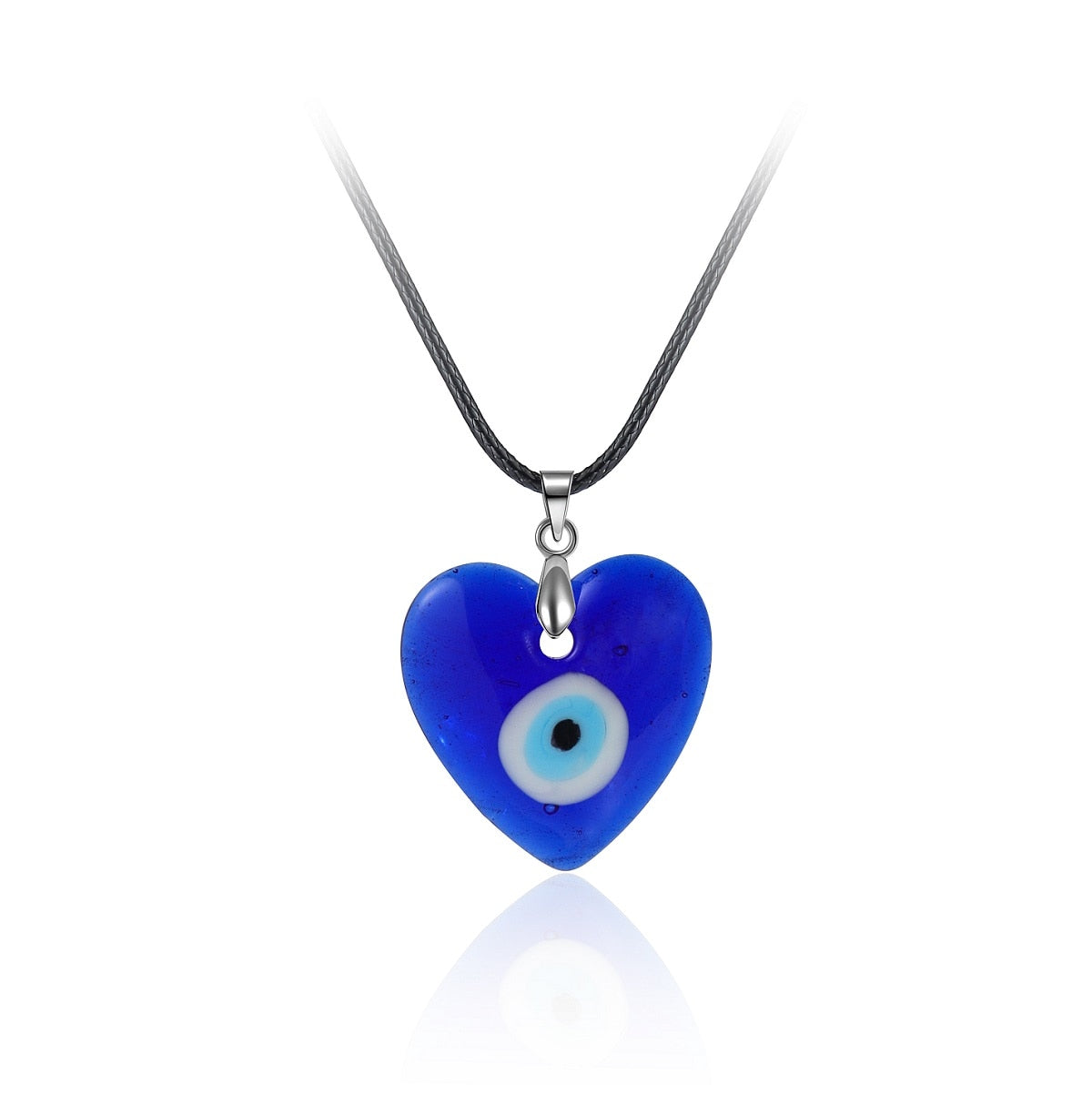 Nazar Amulet Evil Eye Pendant Necklace | Glass Eye & Leather Rope