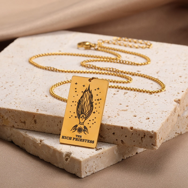 Gold / Silver Plated Classic Tarot Cards Pendant and Necklace | Major Arcana, Spiritual Jewelry