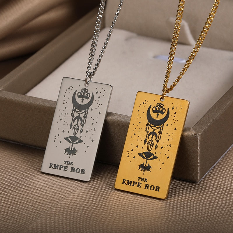 Gold / Silver Plated Classic Tarot Cards Pendant and Necklace | Major Arcana, Spiritual Jewelry