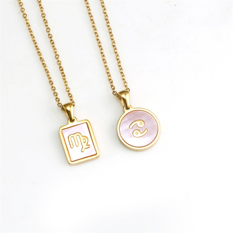 Gold Enamel Zodiac Sign Necklace | Dynamic Astrology Jewelry