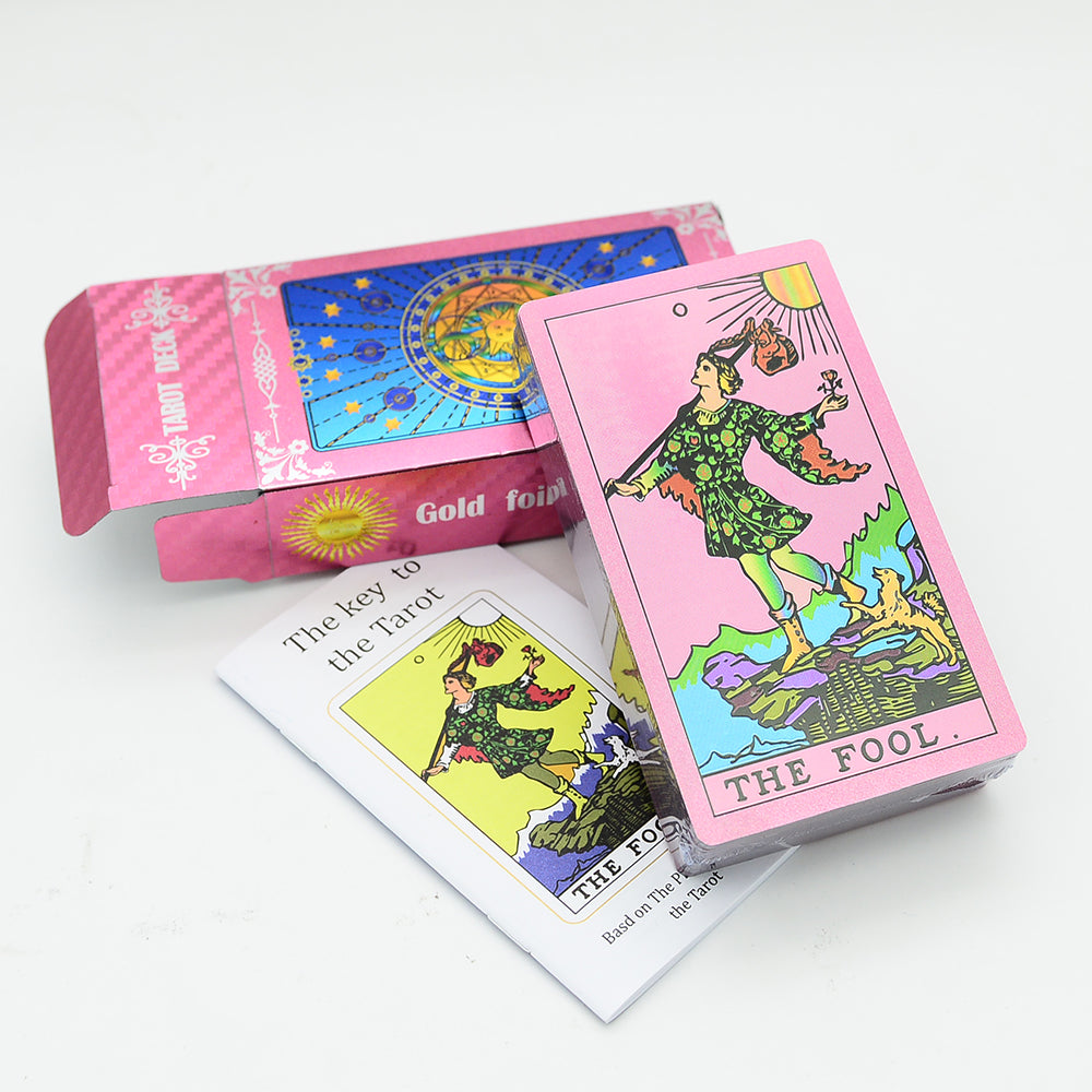 Pink Foiled Sun Luxury Tarot Card Deck | Classic Universal Rider-Waite-Smith