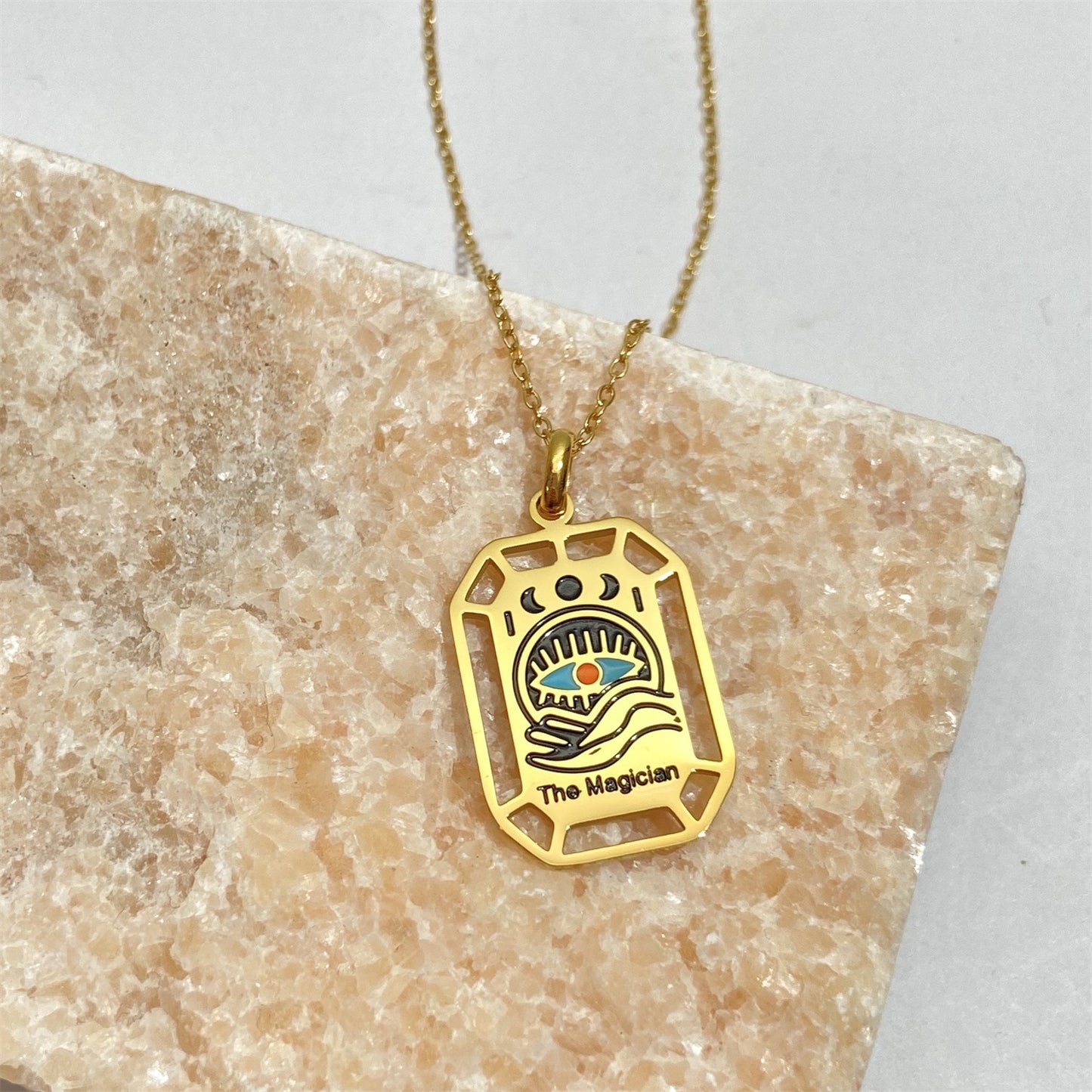 Gold Tarot Card Necklace & Pendant | Stainless Steel, Major Arcana Cards