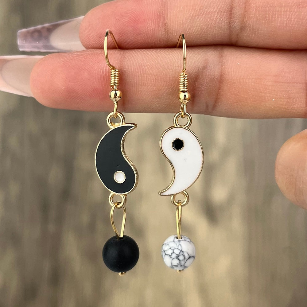 Yin Yang Drop Earrings | Buddhist, Spiritual Earrings