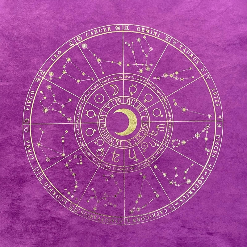 Tarot Divination Mat / Tapestry | Astrology, Zodiac Flannel Alter Mat