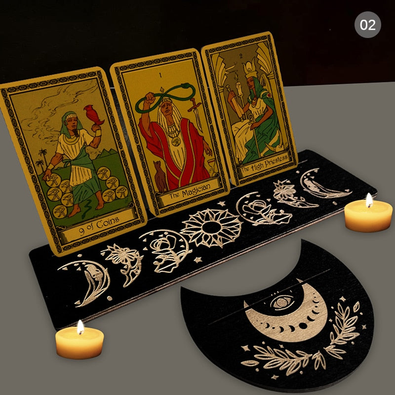 Wooden Tarot Divination Alter | Moon, Star, Chakra Designs