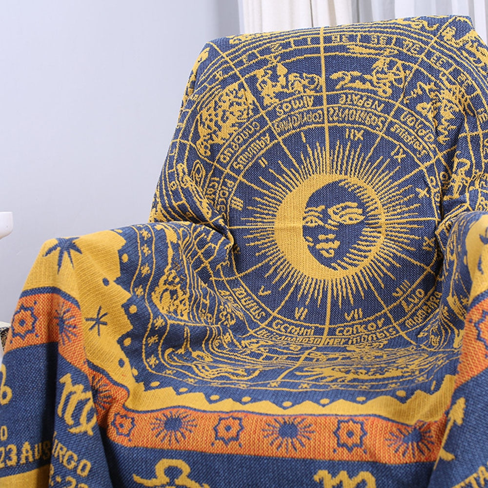 Zodiac - Astrological Knitted Sofa Blanket - Bedspread