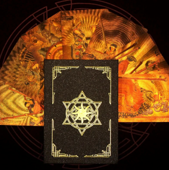 Glass Fire Gold Tarot Card Deck with Storage Case | Rider-Waite-Smith