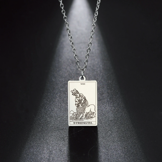 Engraved Tarot Card Necklace - Stainless Steel Major Arcana