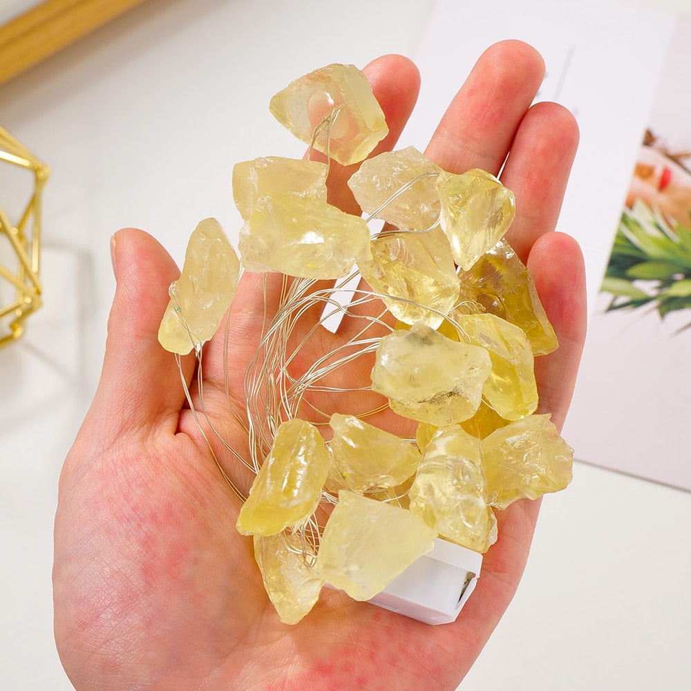 Natural Quartz Crystal Gemstone Glow Lights | Amethyst, Citrine Crystals for Healing