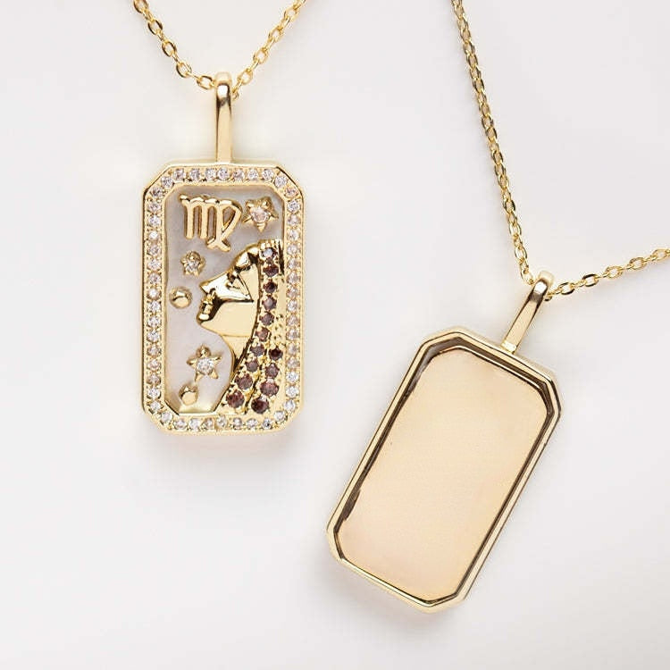 Zodiac Dainty Necklace for Women | Gold Plated Astrological 12 Constellation Stainless Steel Pendant