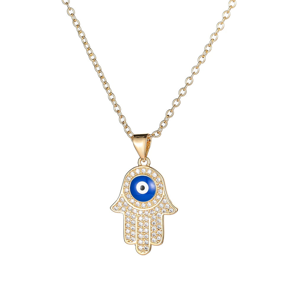 Gold Evil Eye Necklace, Circle Pendant | Spiritual Jewelry