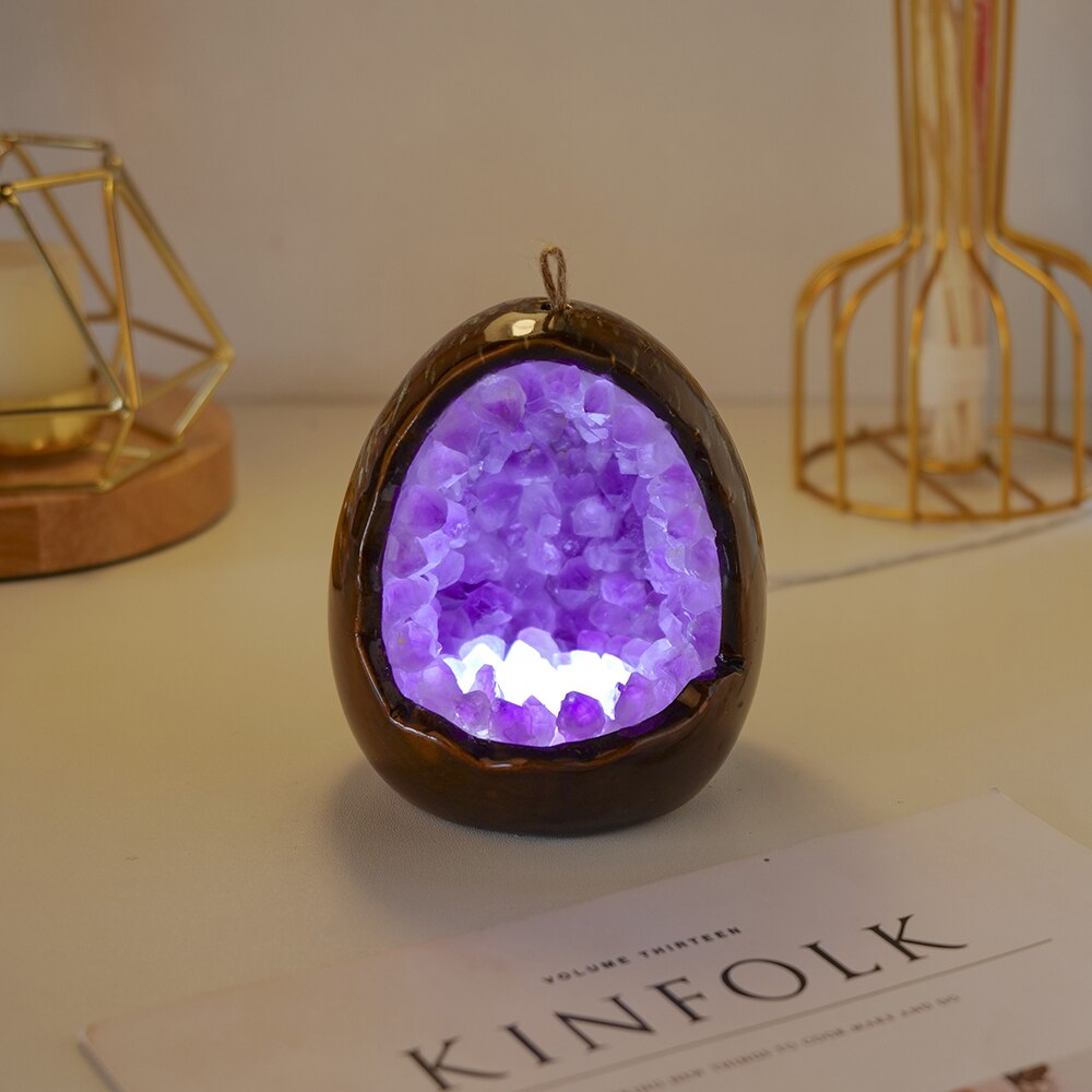 Natural Healing Crystal Stone Lamp - Light Decoration | Amethyst Cluster
