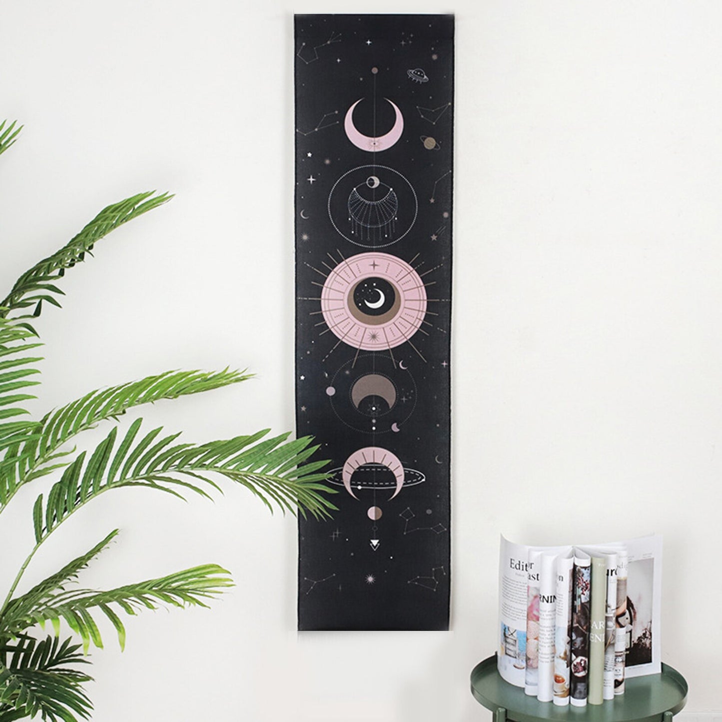 Moon Phase Tapestry Wall Hanging Tapestry Boho Art Tapestries Bright Printing Pattern hand-made lace hanging room decoration