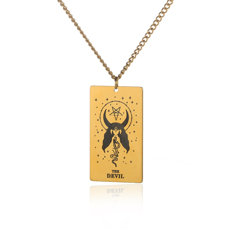 Gold / Silver Plated Classic Tarot Cards Pendant and Necklace | Major Arcana, Spiritual Jewelry