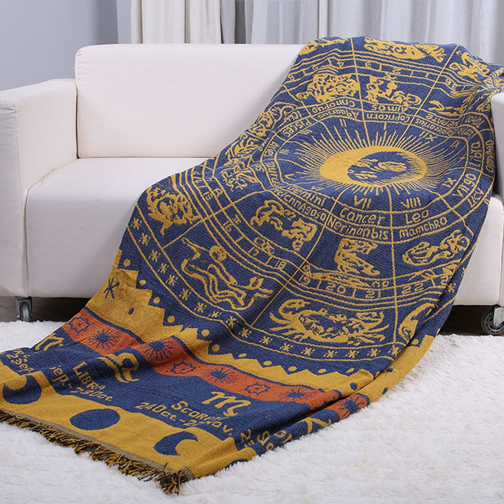 Zodiac - Astrological Knitted Sofa Blanket - Bedspread