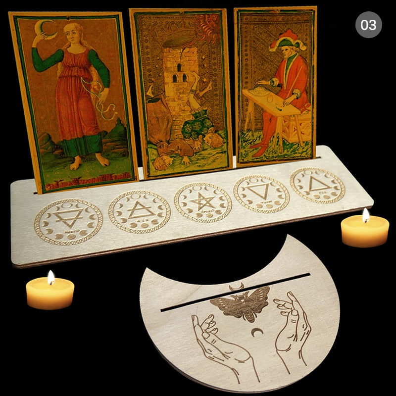 Wooden Tarot Divination Alter | Moon, Star, Chakra Designs