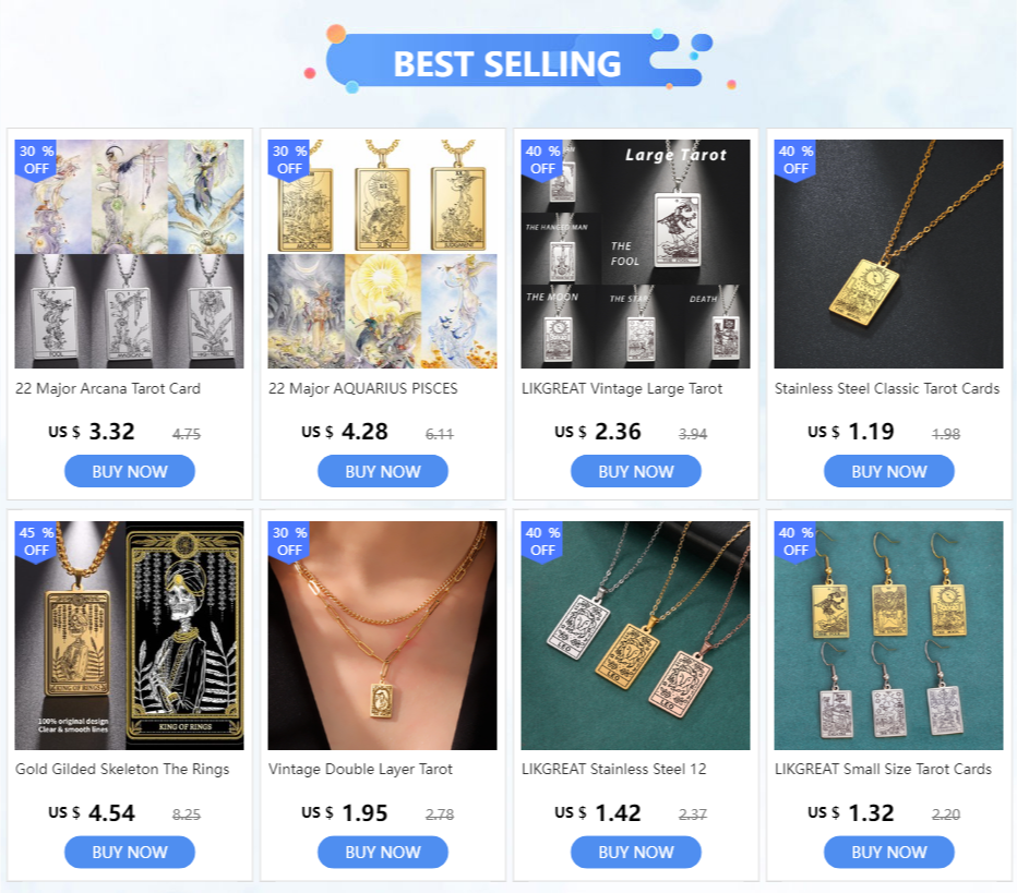 Gold and Siver Stainless Steel Major Arcana Round Pendant & Necklace