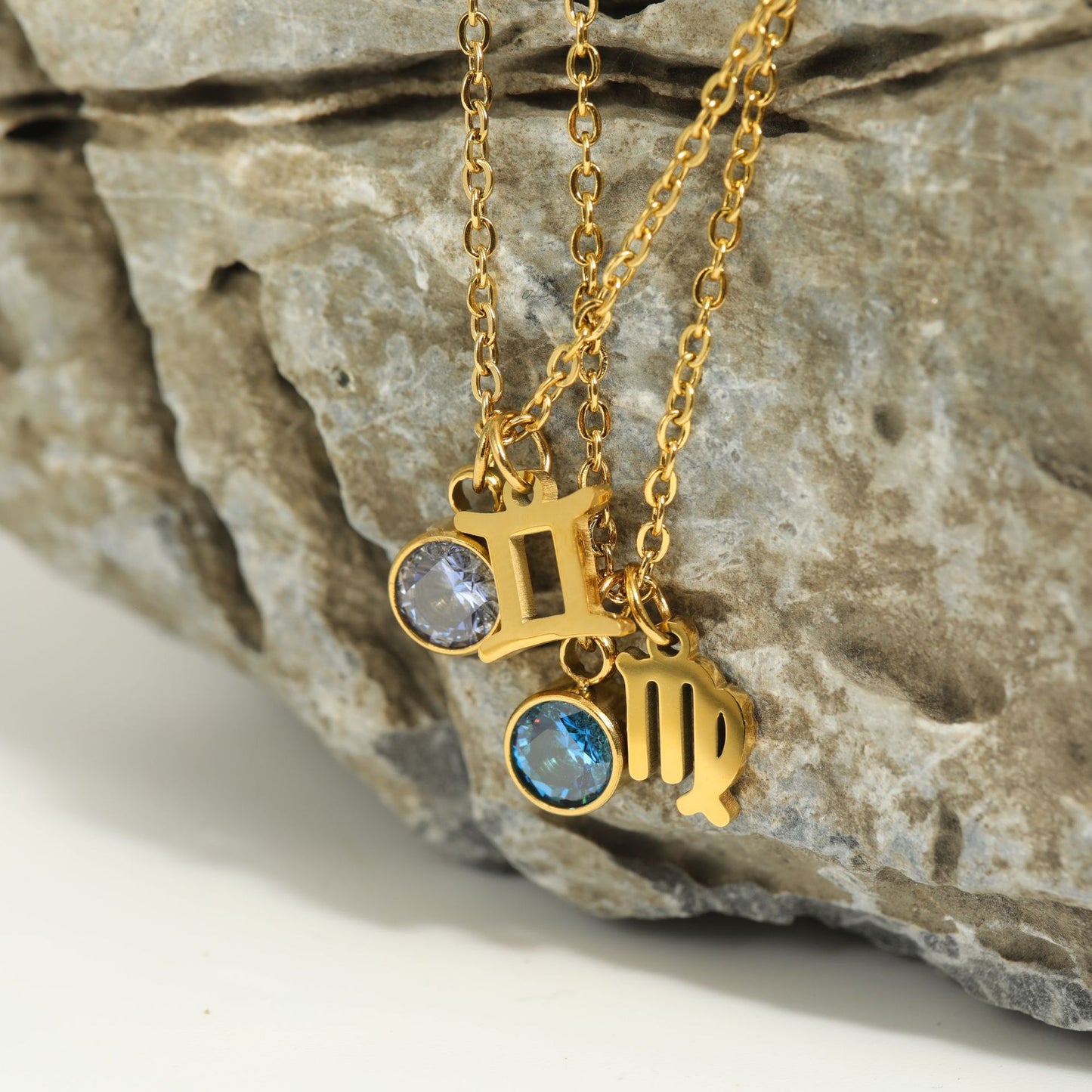 12 Constellation Birthstone Stainless Steel Necklace - Pendant | Astrology Jewelry