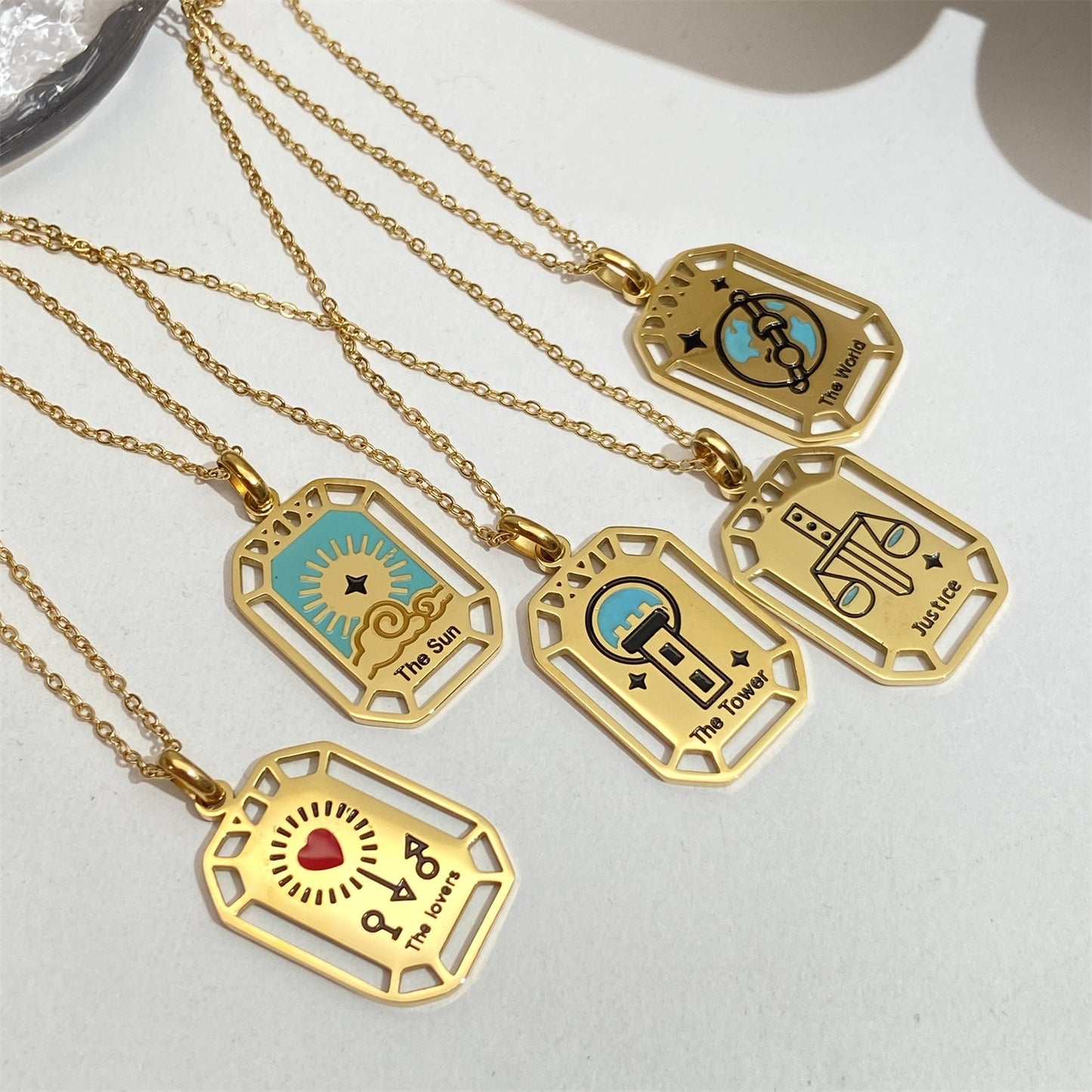 Gold Tarot Card Necklace & Pendant | Stainless Steel, Major Arcana Cards