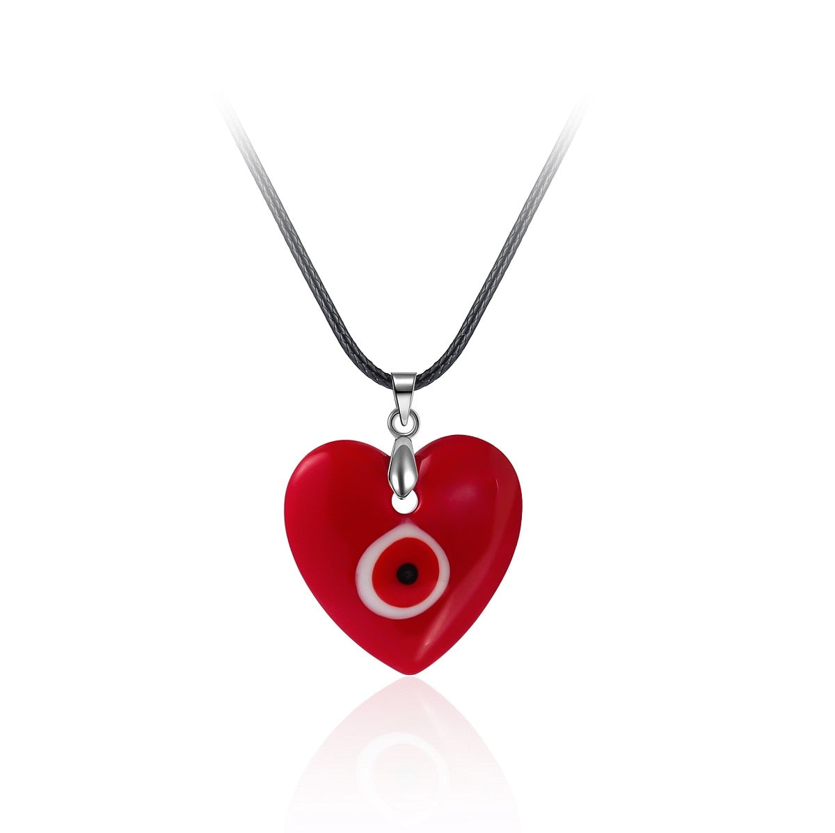 Nazar Amulet Evil Eye Pendant Necklace | Glass Eye & Leather Rope
