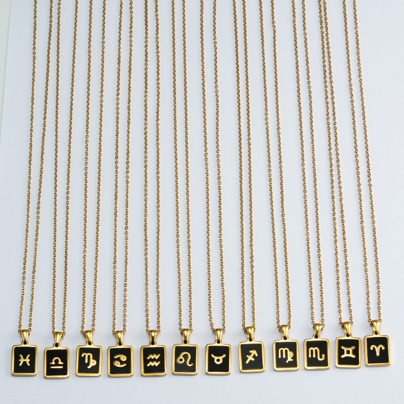 Gold Enamel Zodiac Sign Necklace | Dynamic Astrology Jewelry