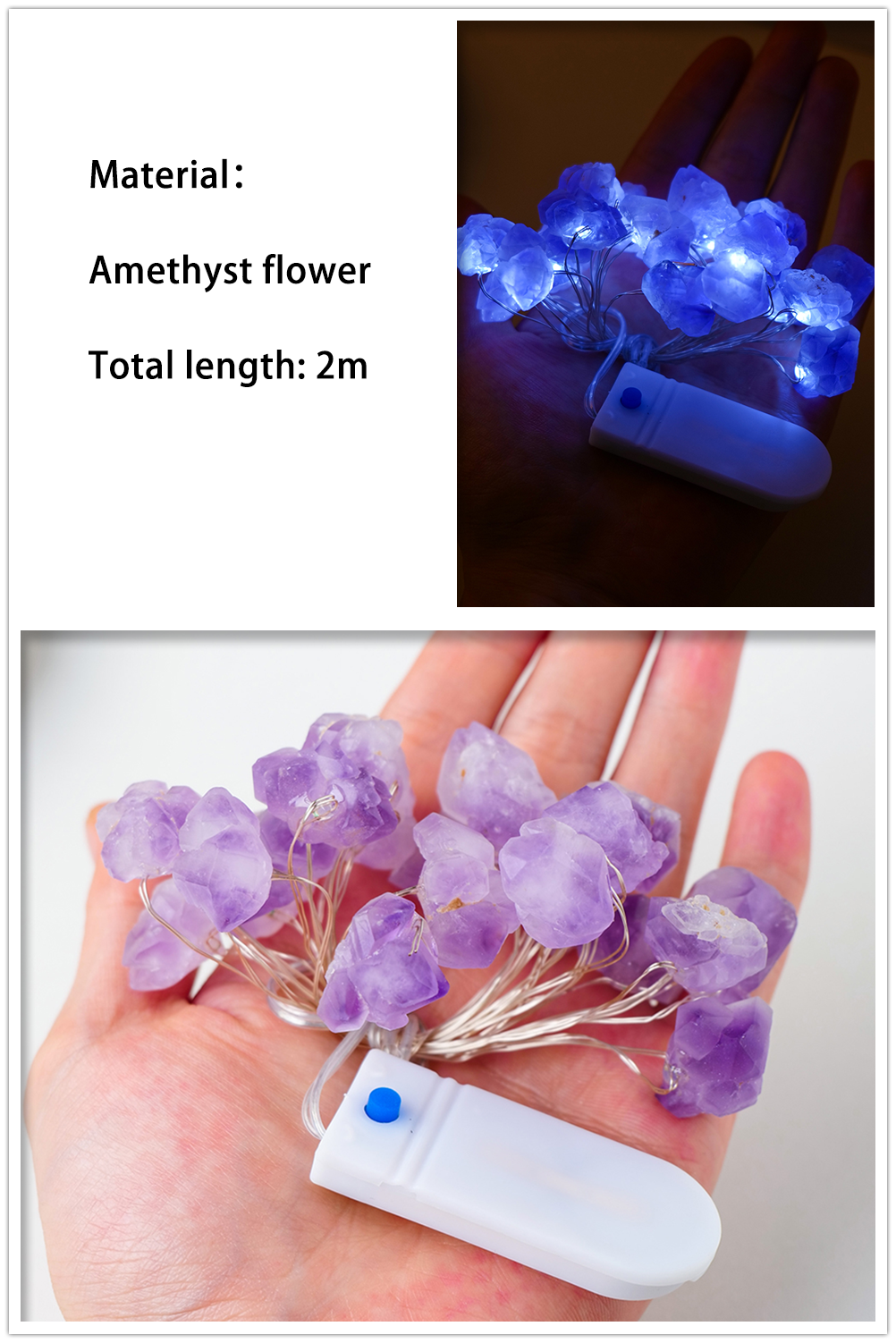 Natural Quartz Crystal Gemstone Glow Lights | Amethyst, Citrine Crystals for Healing
