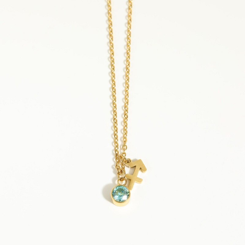 12 Constellation Birthstone Stainless Steel Necklace - Pendant | Astrology Jewelry