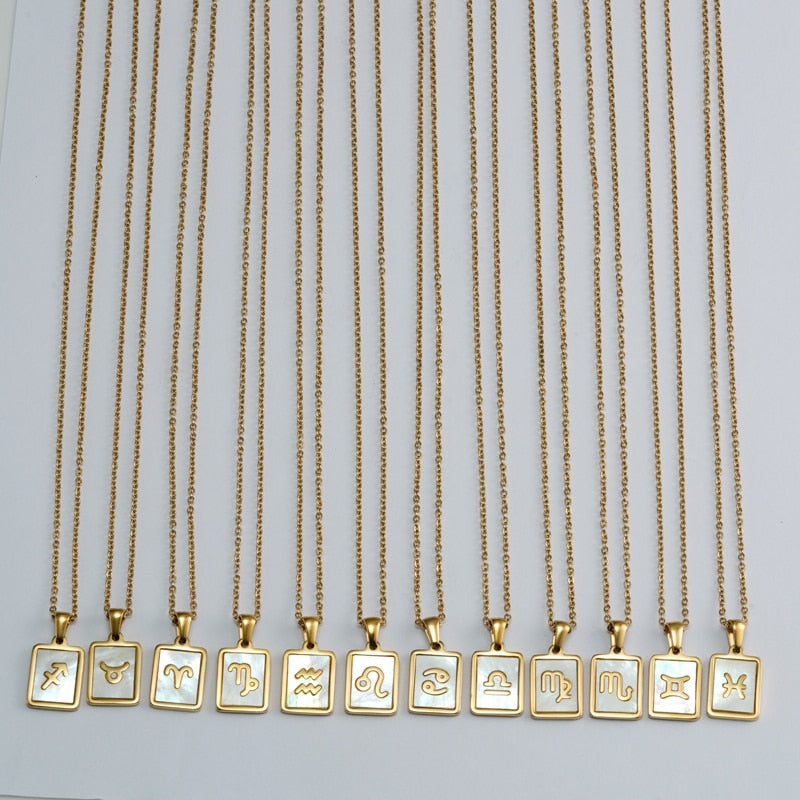 Gold Enamel Zodiac Sign Necklace | Dynamic Astrology Jewelry