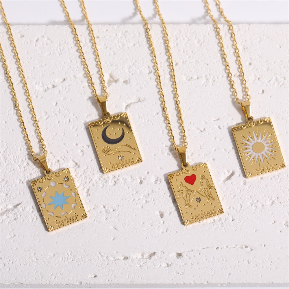 Gold Tarot Card Stainless Steel Necklace | Major Arcana Jewelry