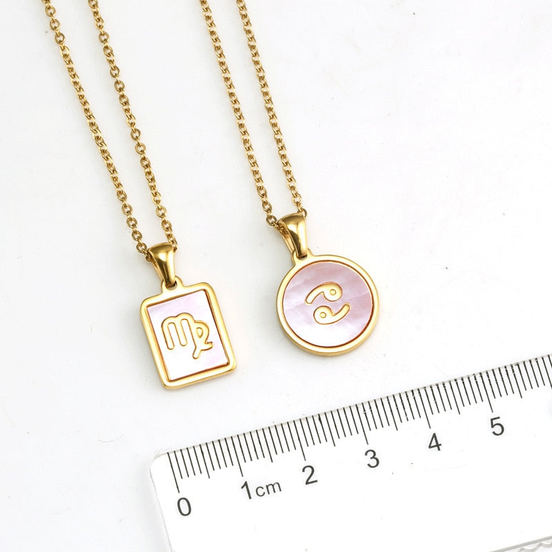 Gold Enamel Zodiac Sign Necklace | Dynamic Astrology Jewelry