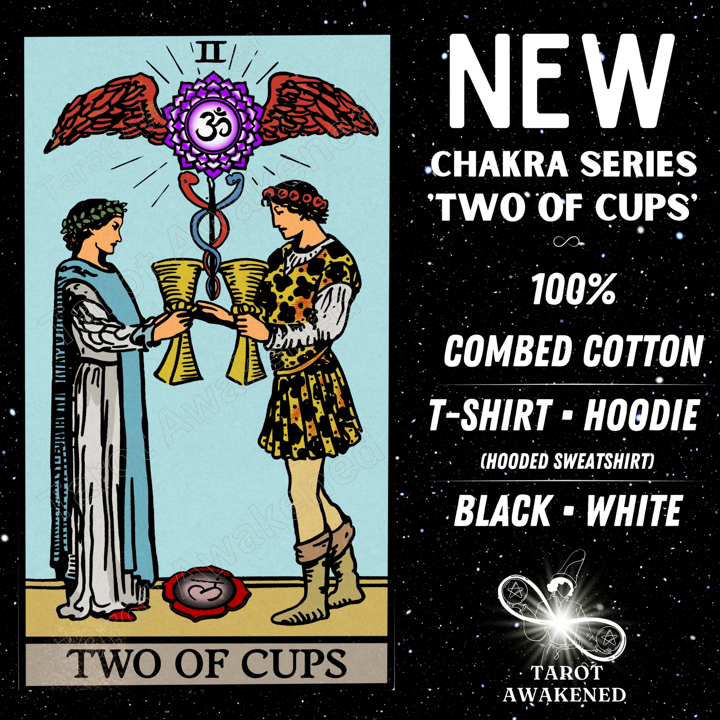 'Two of Cups' Tarot Card T-Shirt and Hooded Sweatshirt | Chakra Series