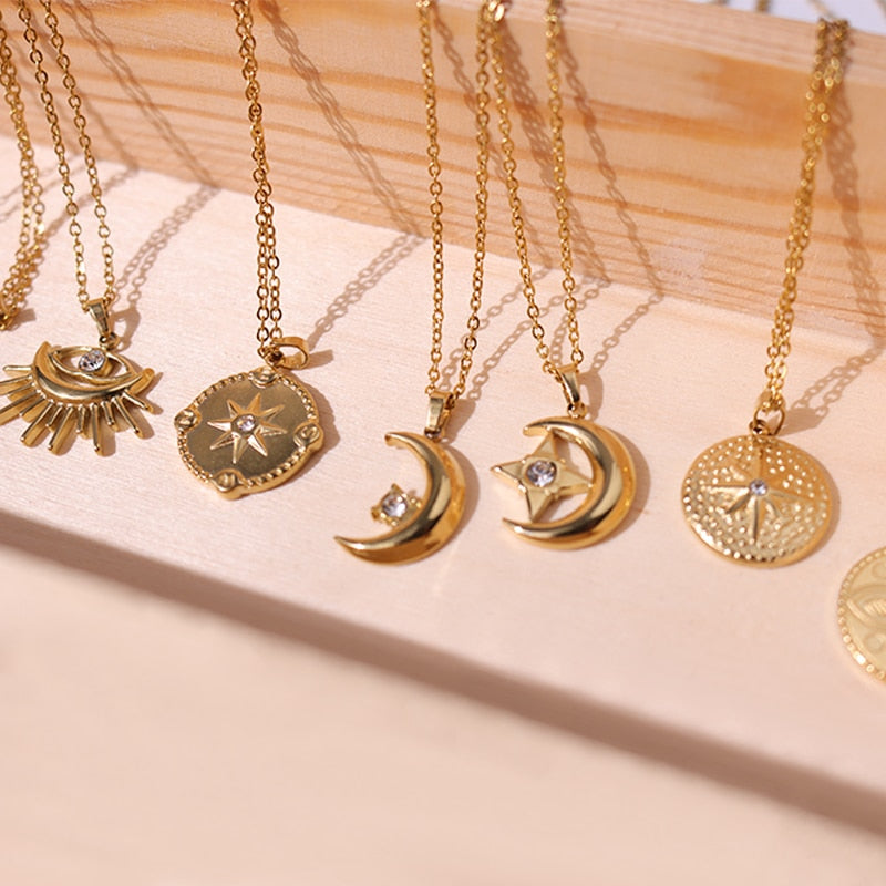 Tarot - Astrology Rhinestone Necklaces | Dainty Vintage Style